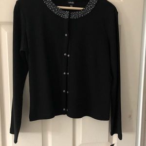NWT Rafaella black jeweled sweater medium petite